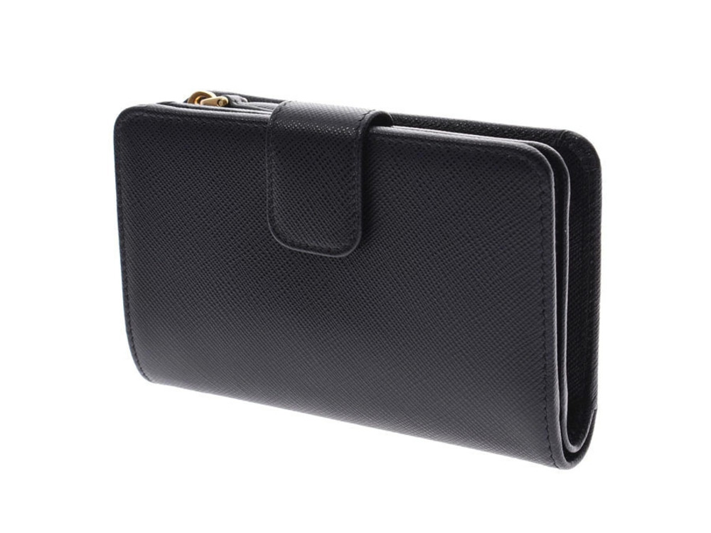 Prada Card Saffiano Leather Wallet fold Bi Black